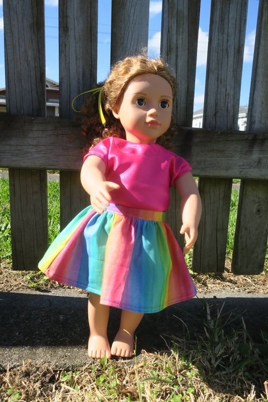 Rainbow skirt and top (46cm doll)